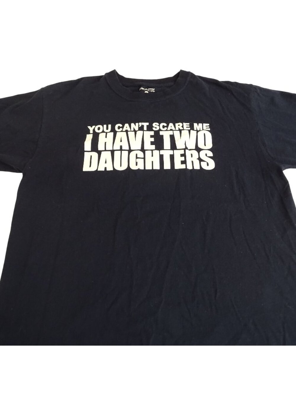 Surf Style T-Shirt Women Size L Blue You Cant Scare Me I Have Two Daughters